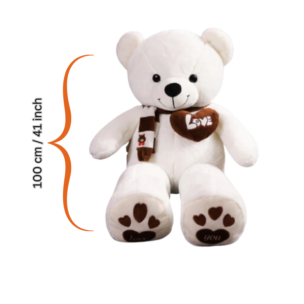 Huge 100cm White Giant Teddy Bear Toys Stuffed Animals Soft Plush Cotton Scarf Bear Hold Pillow Doll