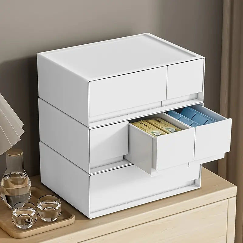 Stackable Bedroom Bedside Drawer Organizer - White (1pc)