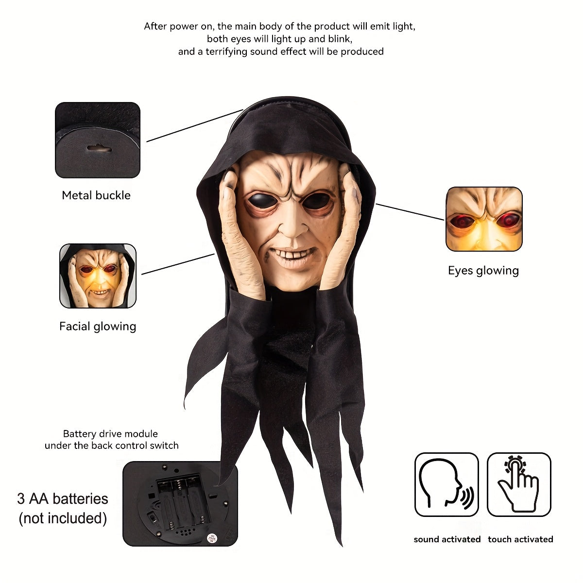 Witch Hanging Decoration Glowing Eyes