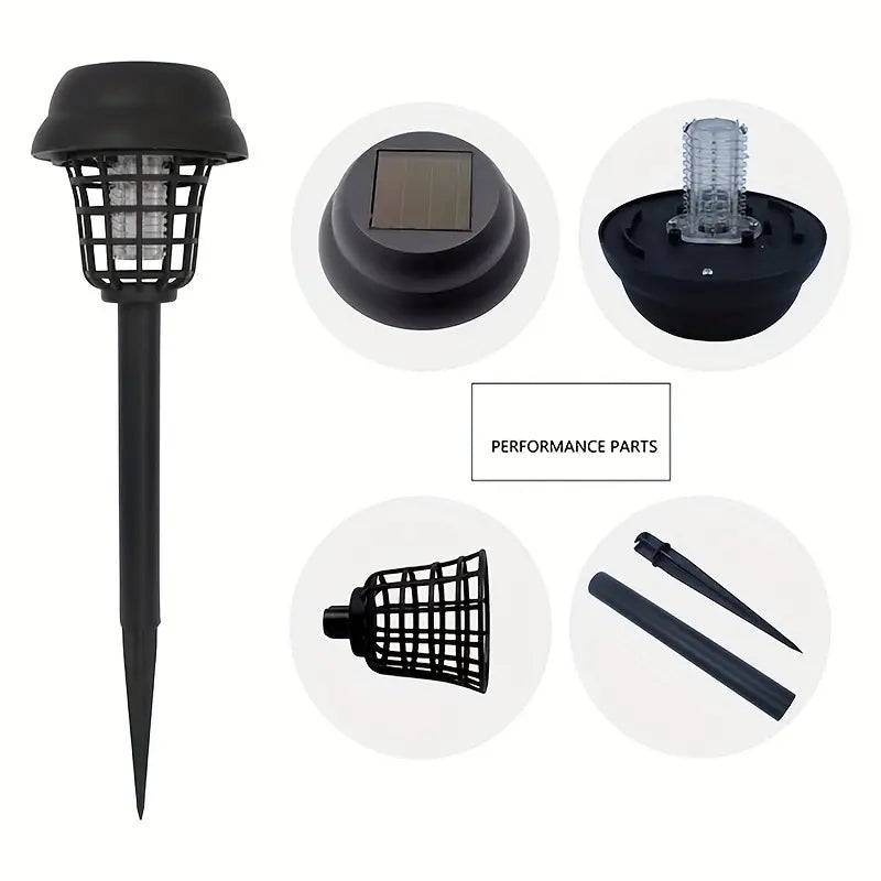 2pcs Solar Mosquito Killer Lamp Set - Outdoor Waterproof Fly Trap & Insect Repellent