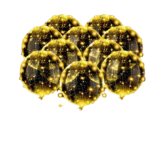 10pcs LED Balloons: Luminous Bobo Light-Up Flashing Helium Balloons(Warm Light)