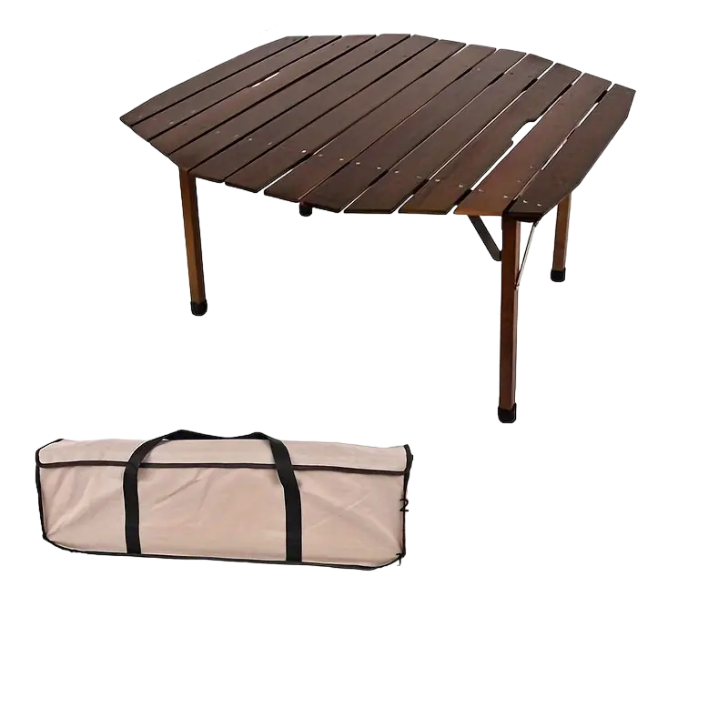 Portable Beech Wood Folding Table - Walnut Color
