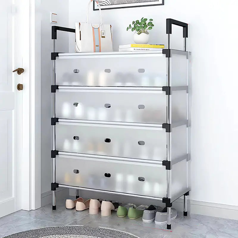 Say goodbye to dusty shoes with this convenient dustproof storage shelf