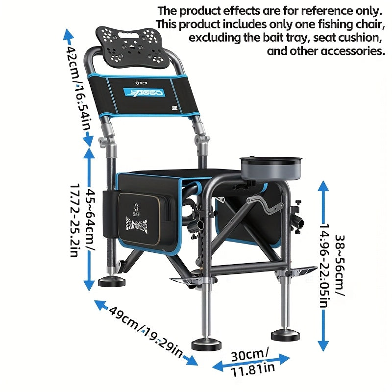 Portable Fishing Chair Adjustable Foldable Black Iron