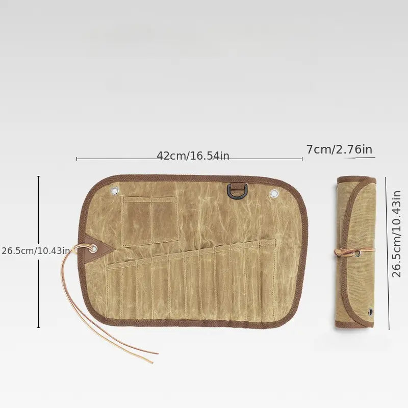 Portable Waxed Canvas Cutlery Bag for Outdoor Dining