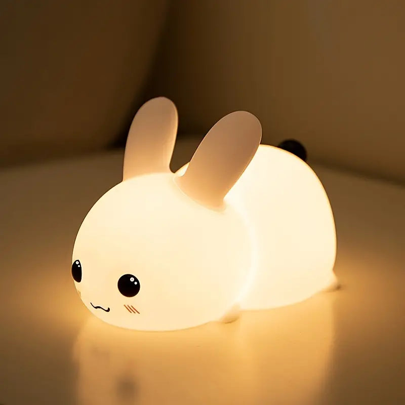 LED Cute Bunny Night Light - Rechargeable Color Changing Lamp for a Glowing Rabbit Experience- Colorful With Remote
