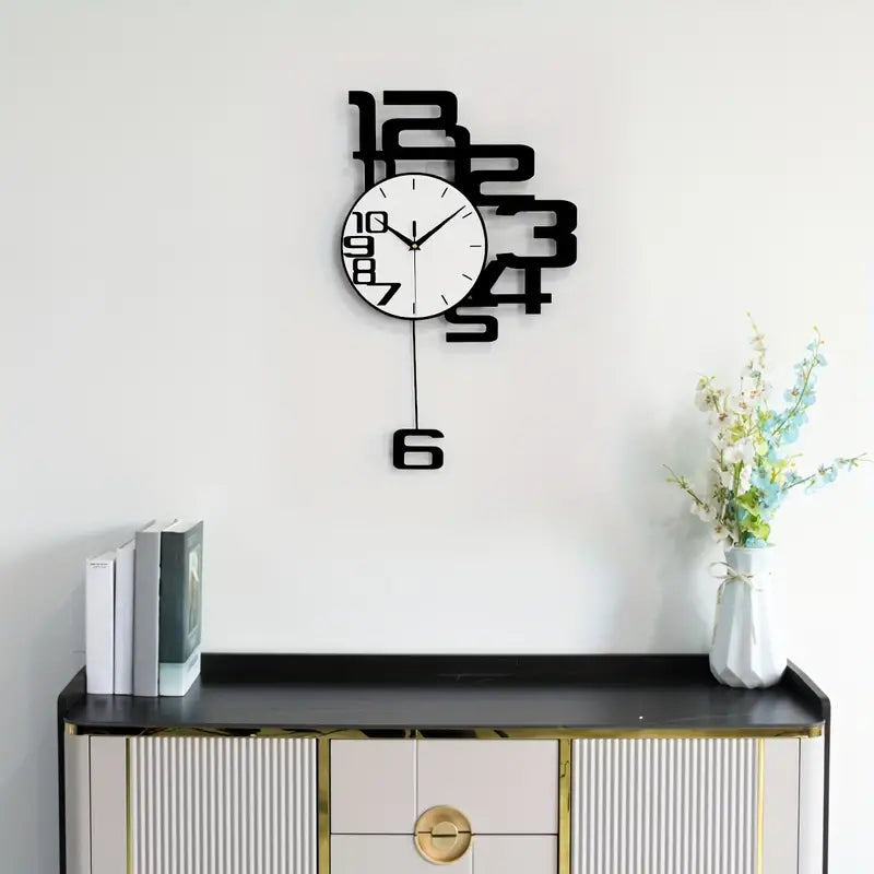 Modern Minimalist Metal Wood Wall Clock