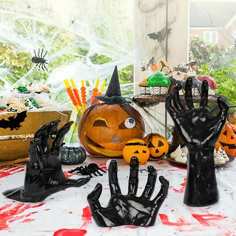 3-Pack Devil Hand Candle Holders with LED Tealights - Wall Decor