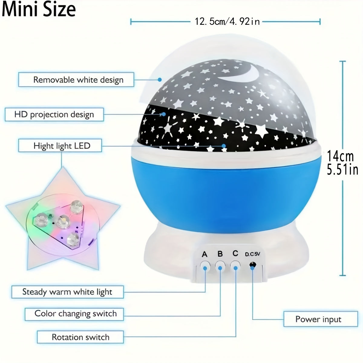Rotating Starry Sky Projection Night Light