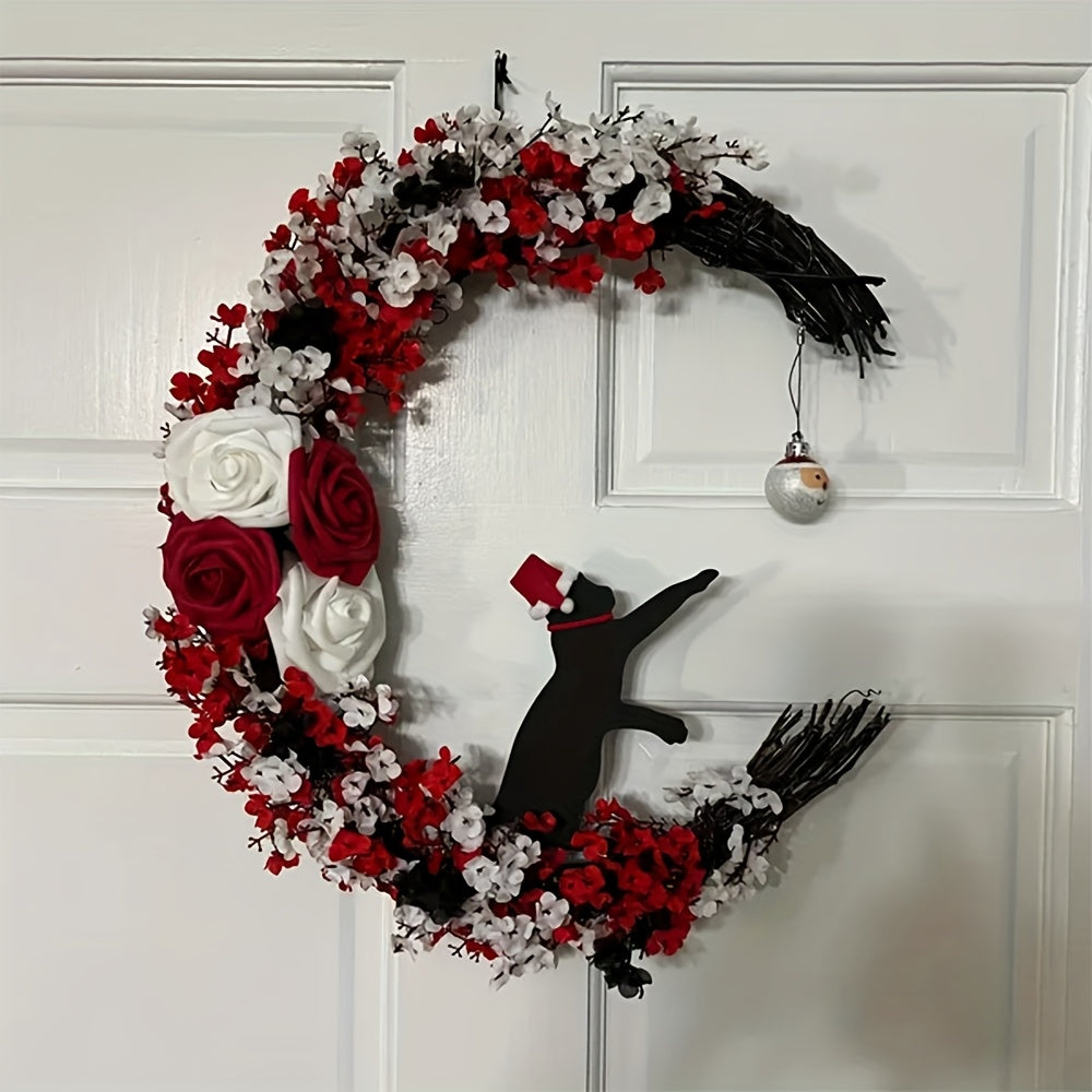 Gothic Black Cat Victorian Wreath Door Hanging