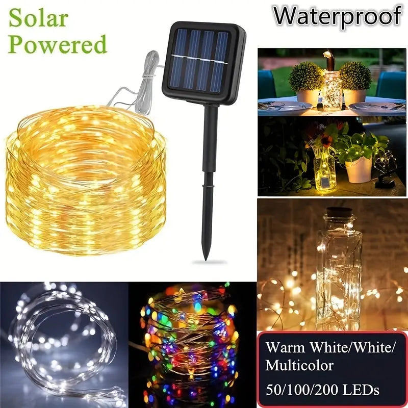 110ft Solar String Lights: 300 LED Waterproof Fairy Lights