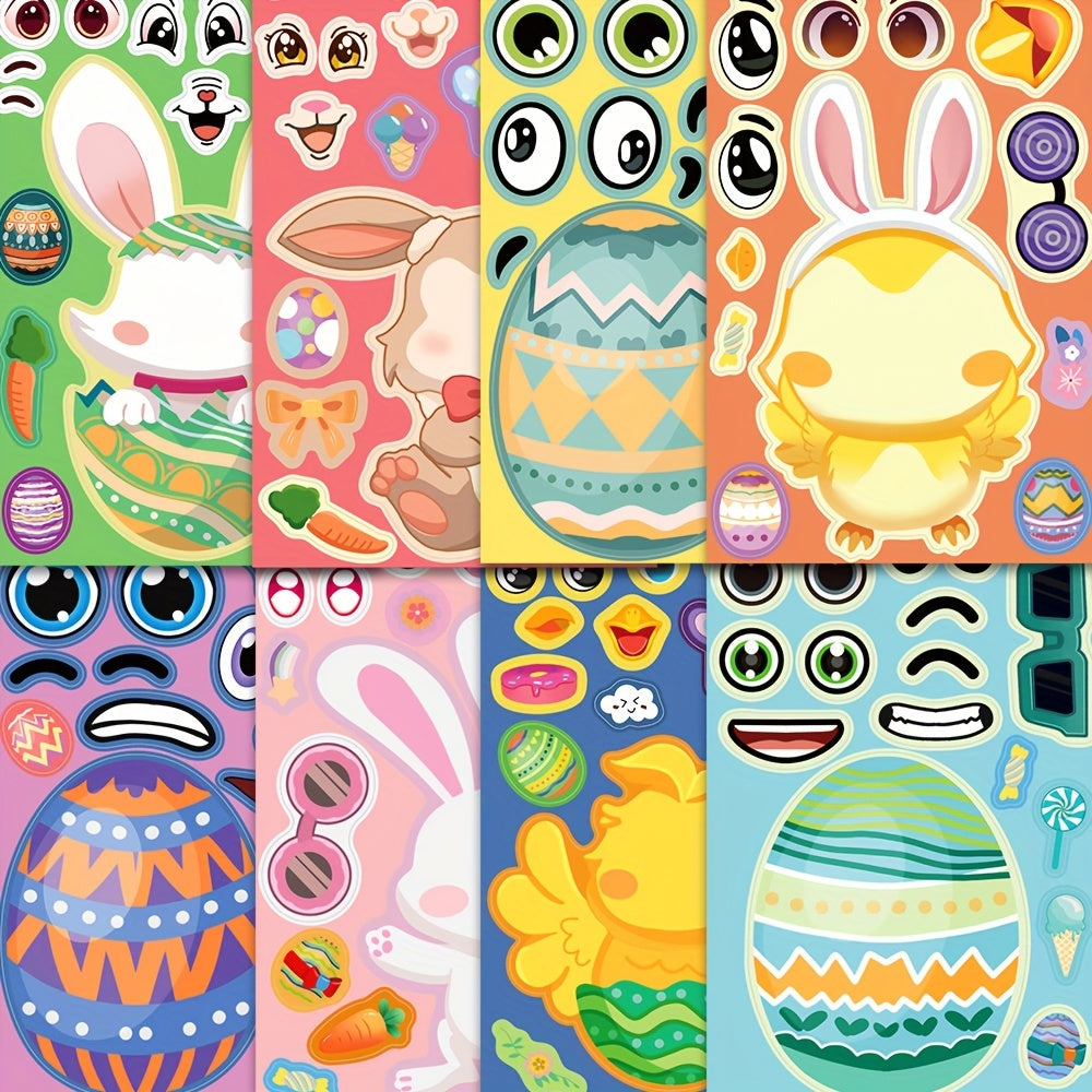 8pcs Easter Cartoon Stickers Waterproof for Journals & Laptops