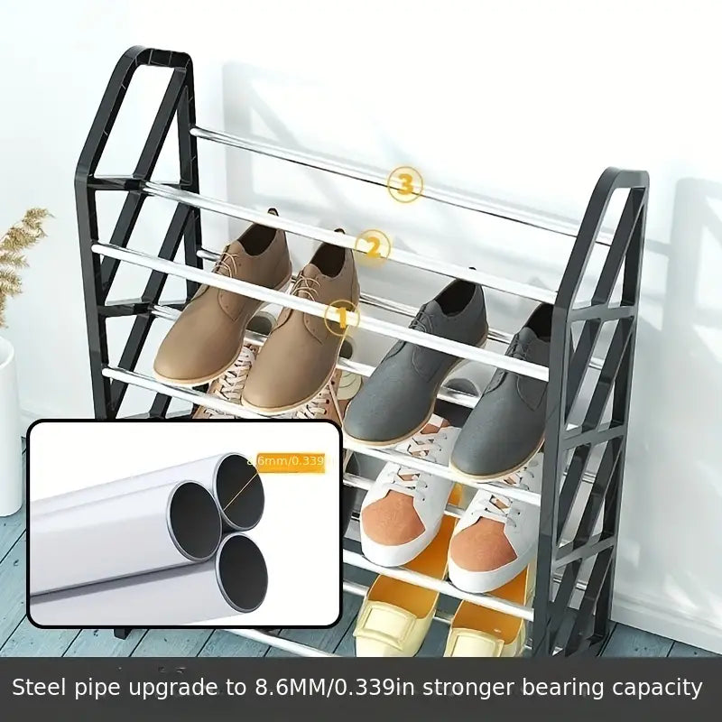 Elegance meets organization with this innovative dustproof shoe rack