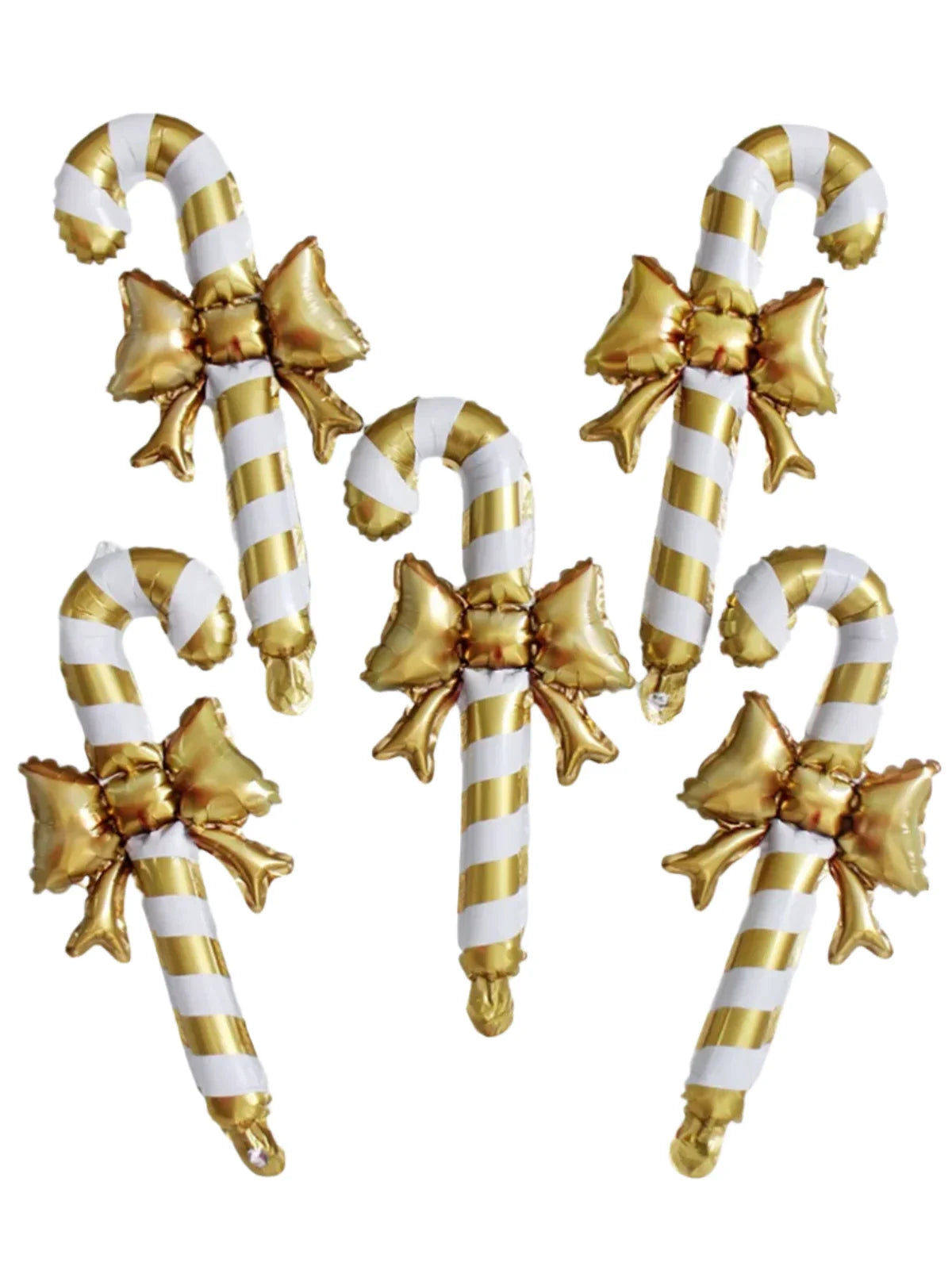 Golden Bow Candy Cane Handheld Stick Balloon for Christmas