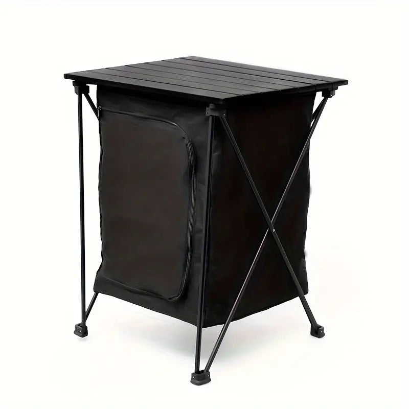 Portable Aluminum Alloy Folding Table for Outdoor Camping - Black