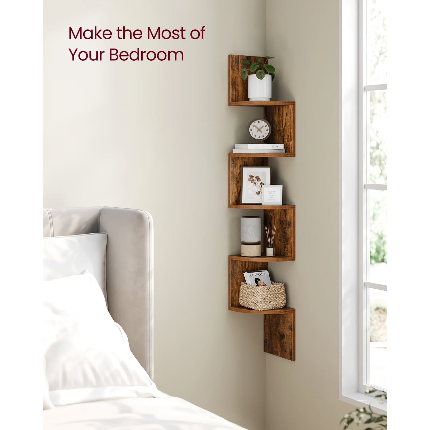 Floating Corner Wall Shelves (5-Tier)