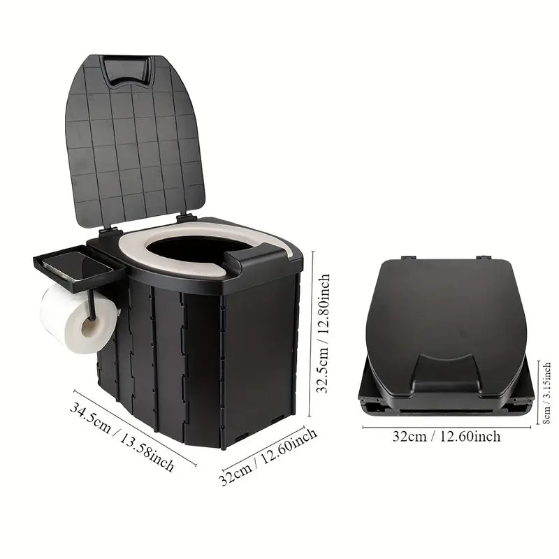 Portable Folding Toilet with PU Seat Cushion - Ideal for RV, Car, Camping