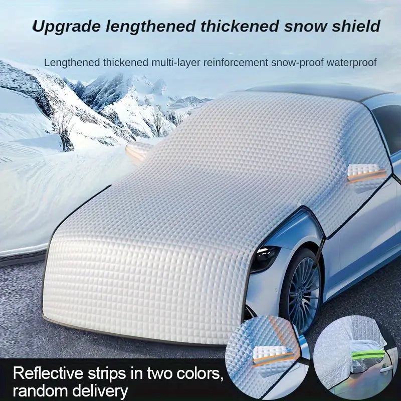 Silver Extended Front Windshield Snow Cover - Winter Snow and Frost Protection