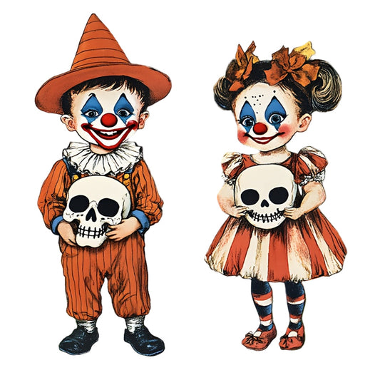 Vintage Halloween Yard Decorations Boy & Girl Set