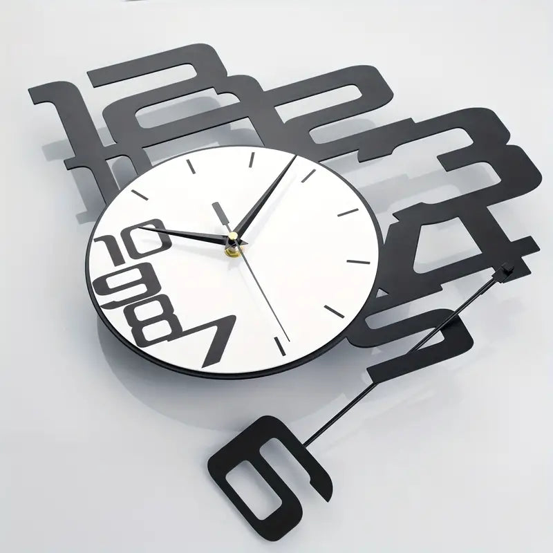 Modern Minimalist Metal Wood Wall Clock