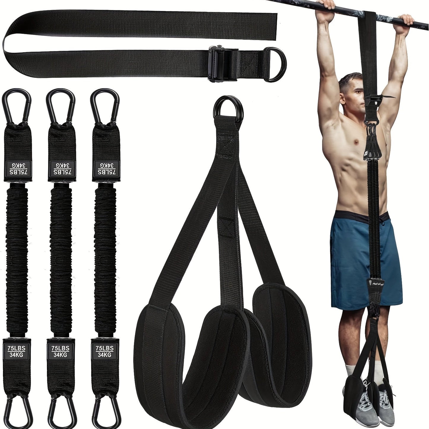 5-Pack Adjustable Pull-Up Resistance Bands Set