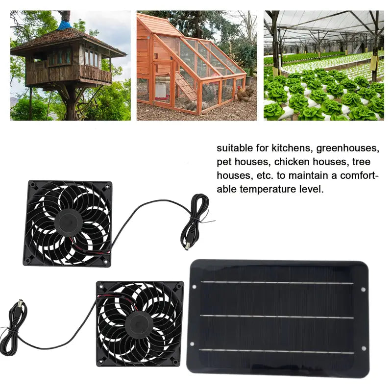 Solar-Powered Electric Ventilator - 10W/12V Dual Fan Pack