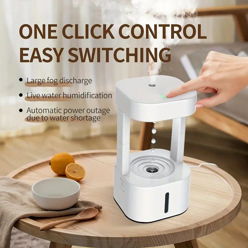 Levitating Plant Water Drop Humidifier - 580ML Cool Mist, Anti Gravity Design, USB Powered, Nightlight