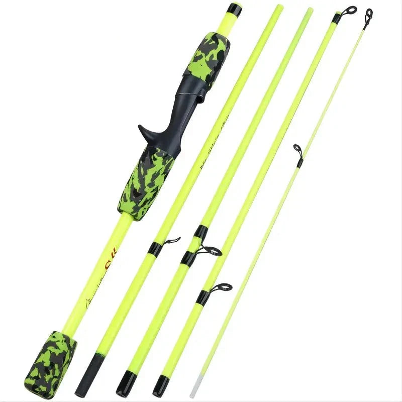 Ultralight 5-Section Travel Fishing Rod with Comfortable EVA Handle - Yellow