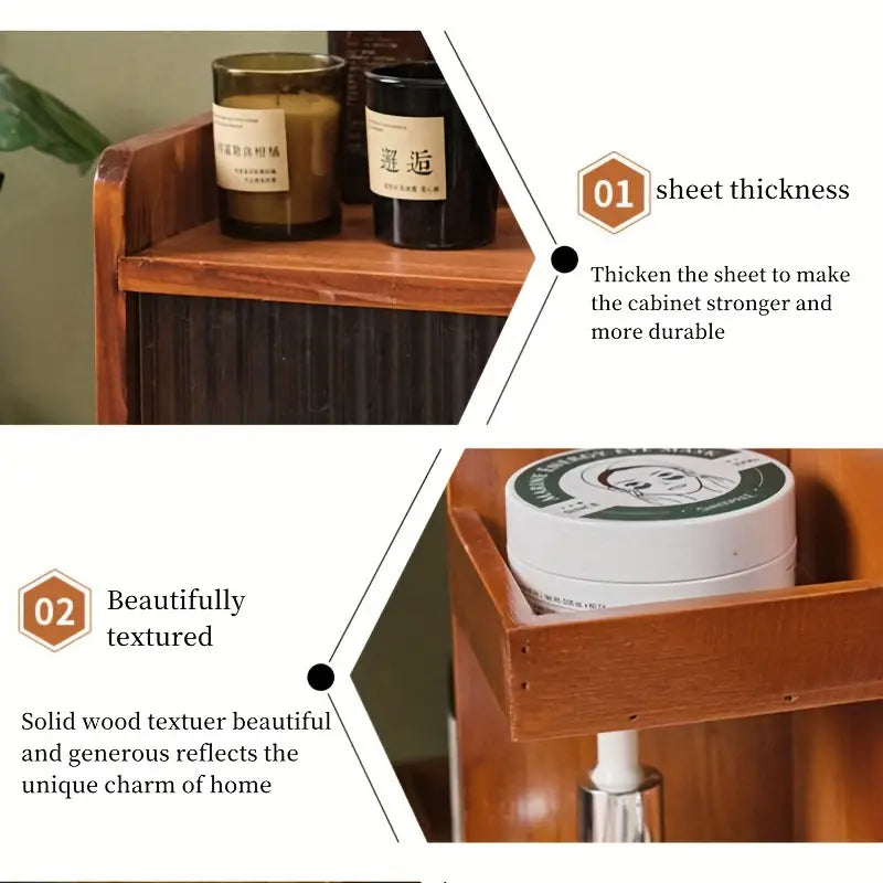 360° Rotating Wooden Cosmetic Storage Shelves - Brown Vanity Shelf