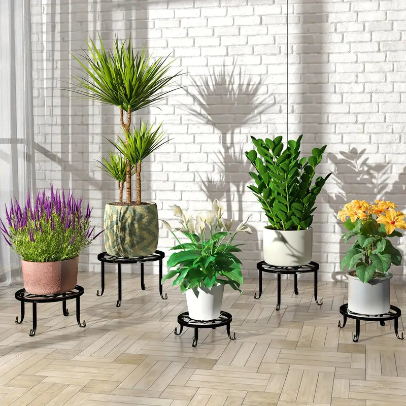 5-Pack Metal Plant Stands for Indoor and Outdoor Use