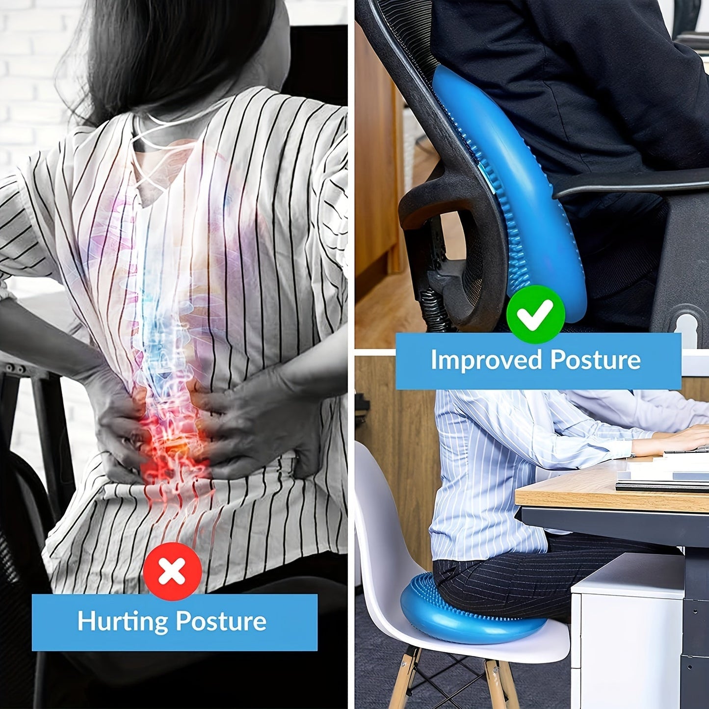 2pcs Inflatable Balance Boards - Stability & Core Strength Trainer(Blue & Purple)