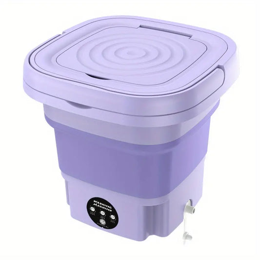 Portable Mini Washing Machine - Collapsible, 8L Capacity, 3 Sterilizing Modes, Purple