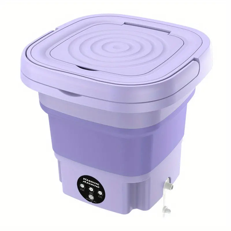 Portable Mini Washing Machine - Collapsible, 8L Capacity, 3 Sterilizing Modes, Purple
