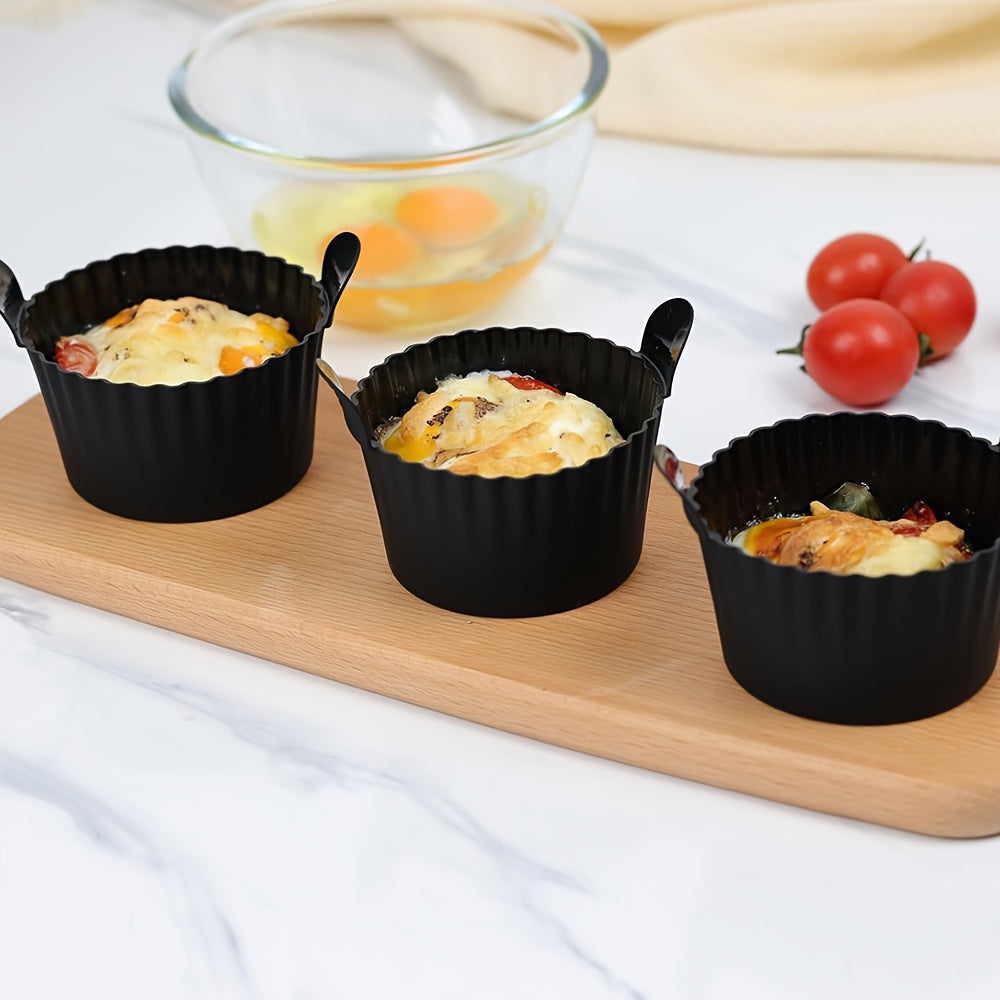 6pcs Black Silicone Air Fryer Baking Cups Non-Stick Kitchen Molds