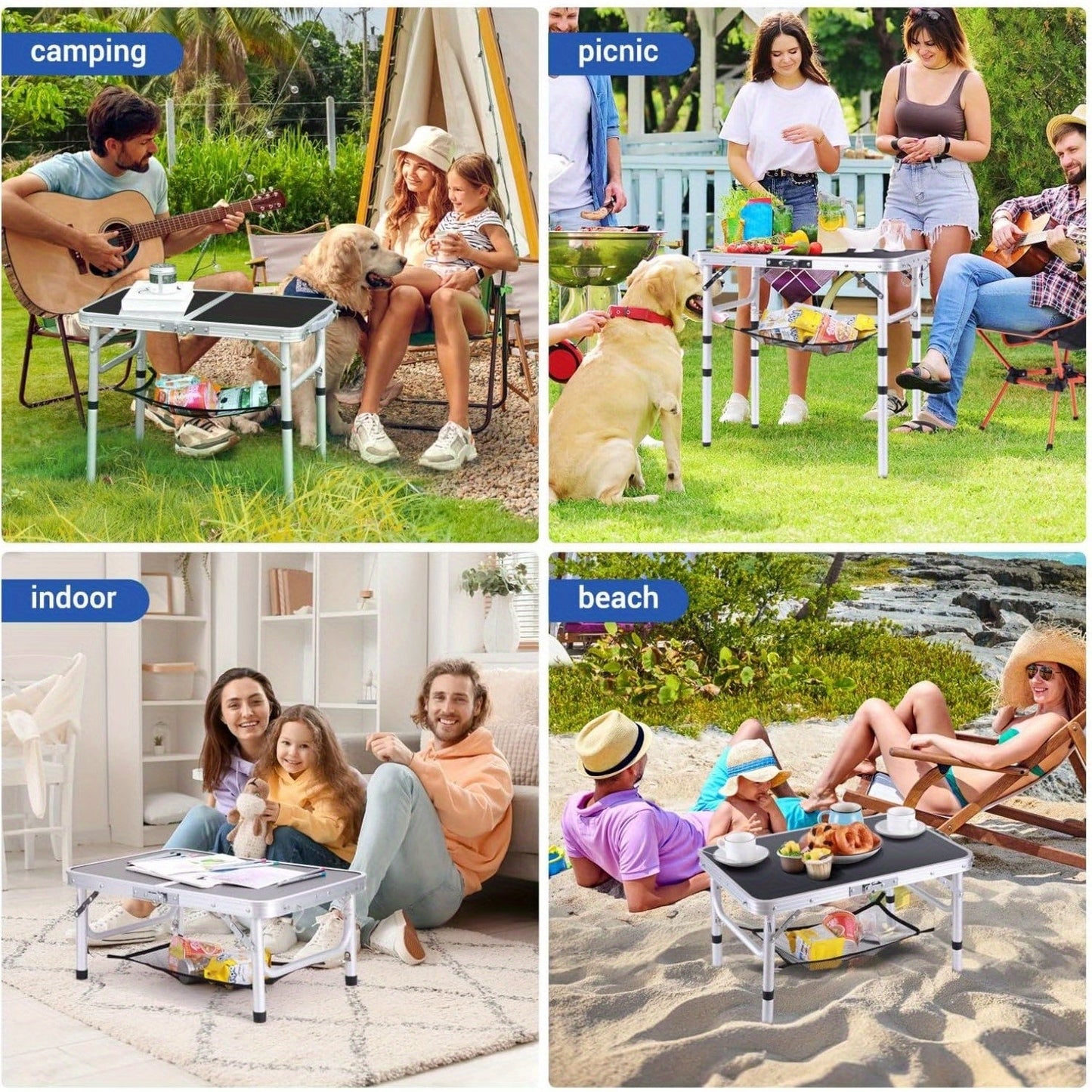 Folding Camping Table Adjustable Height