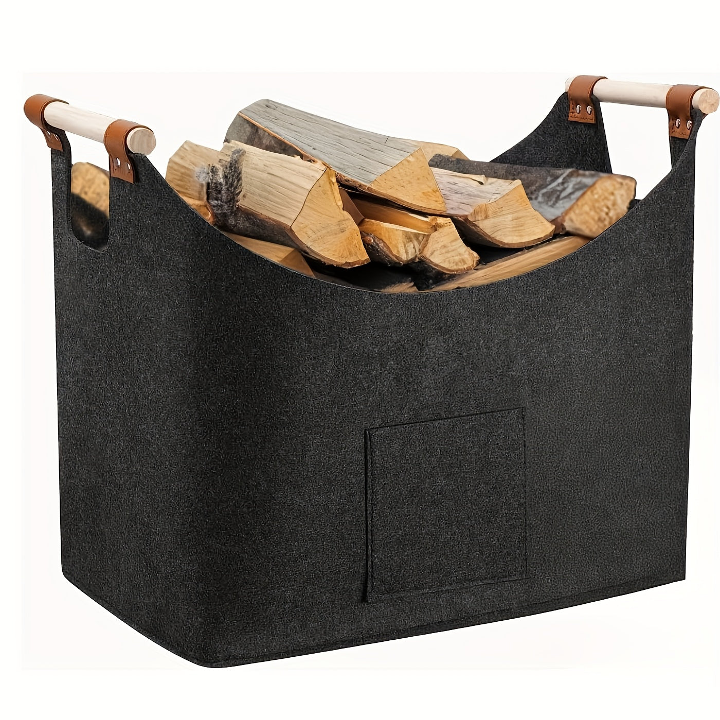 Wooden Firewood Basket with Blanket