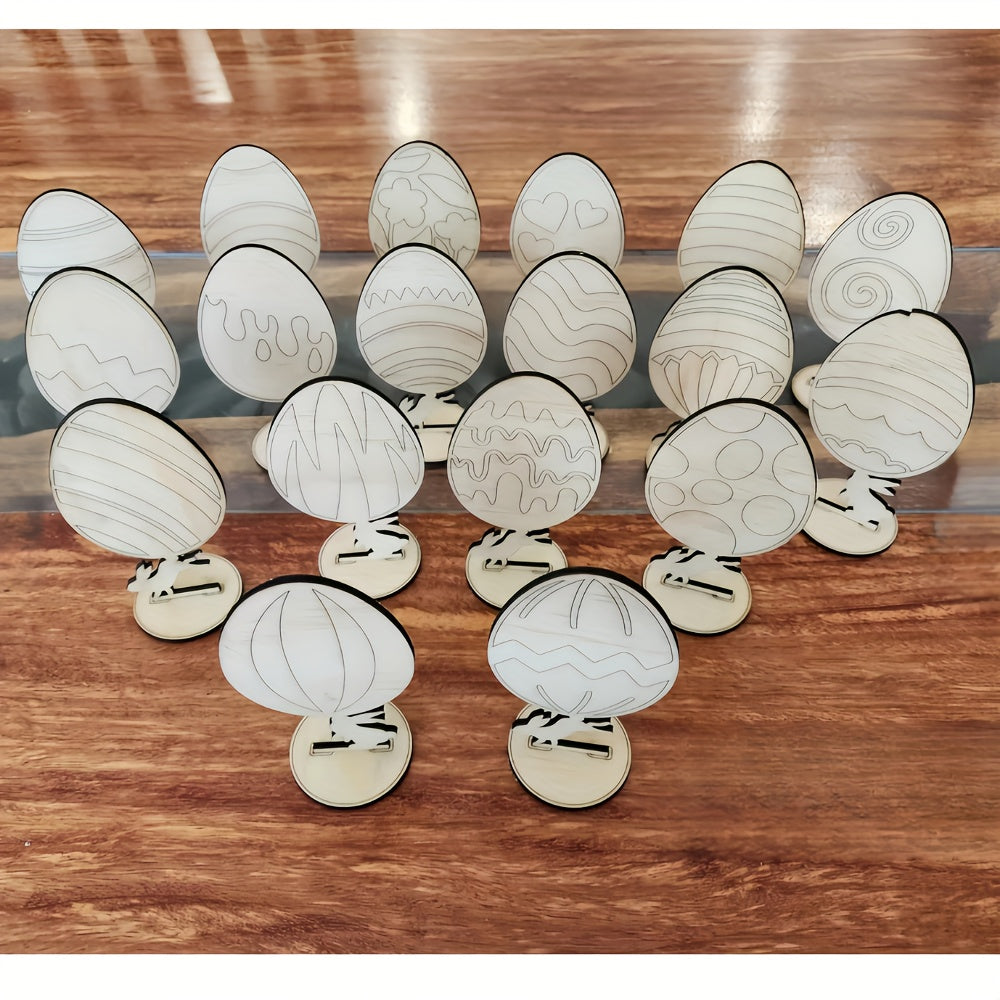 18-Piece Wooden Easter Egg DIY Decoration Set