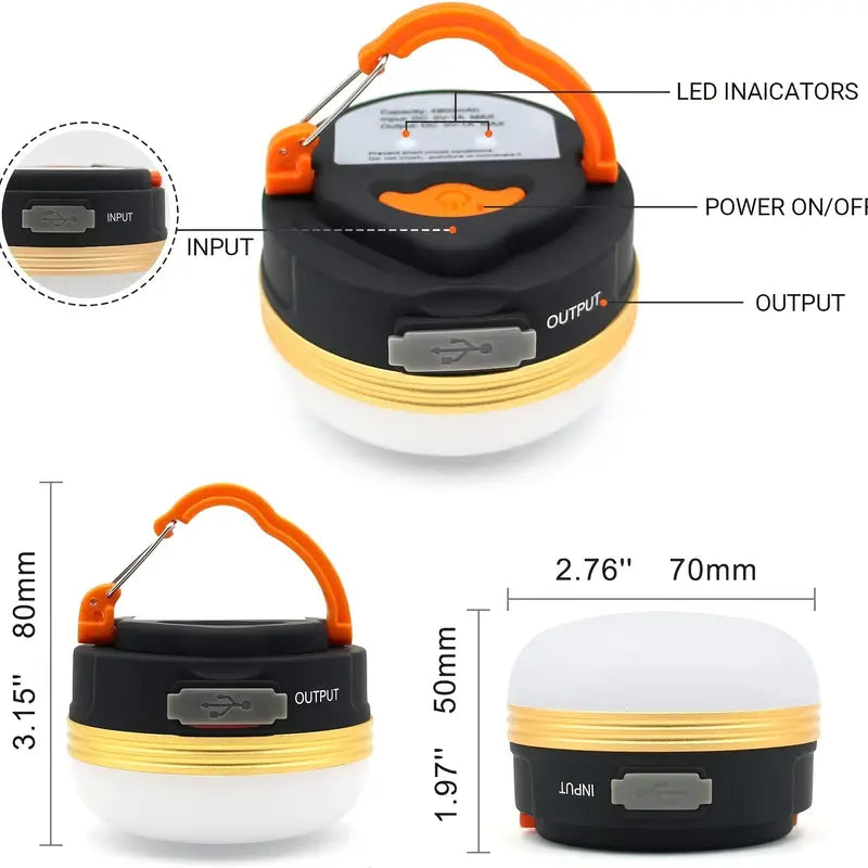 Portable Rechargeable LED Camping Lantern with Magnetic Base