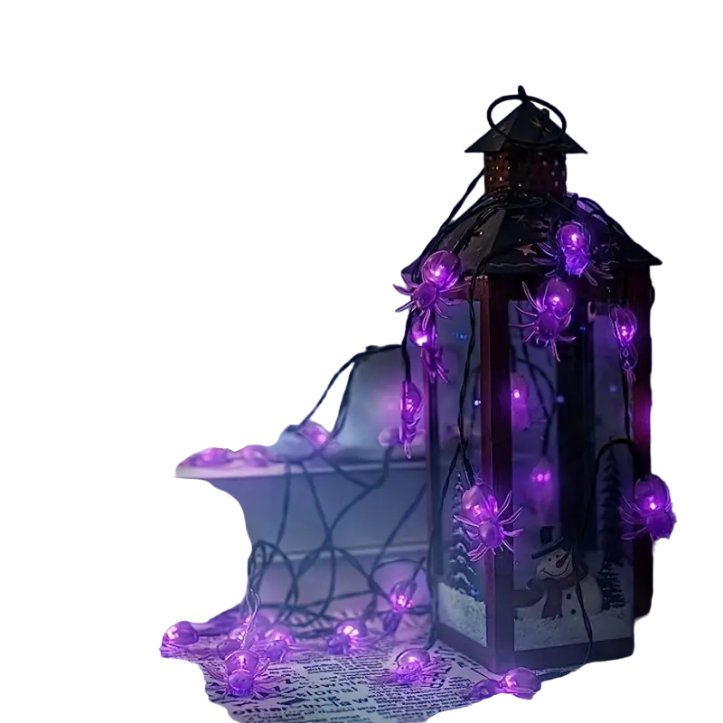 Solar-Powered Spider String Lights for Spooktacular Nights