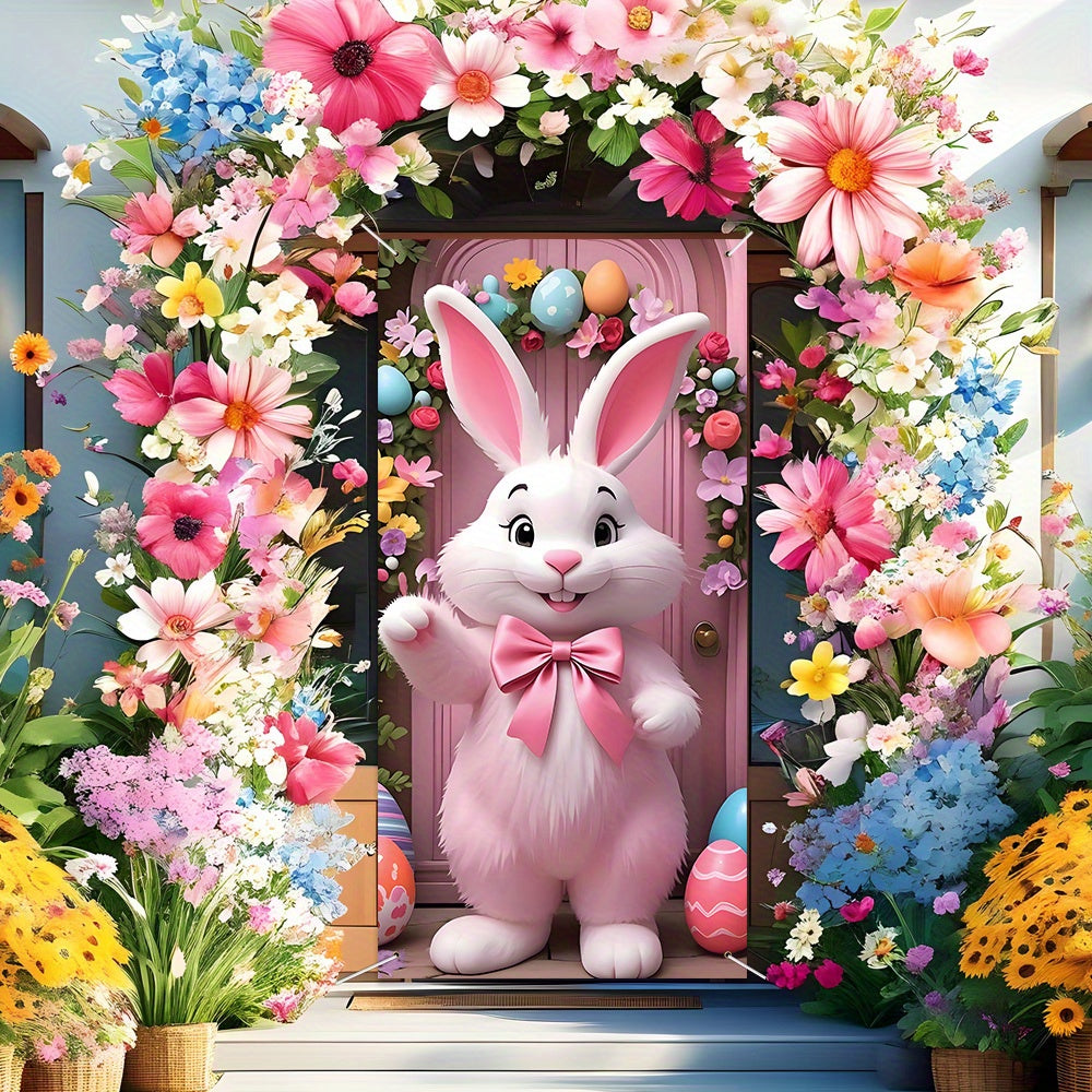 Charming Pink Easter Bunny Party Banner