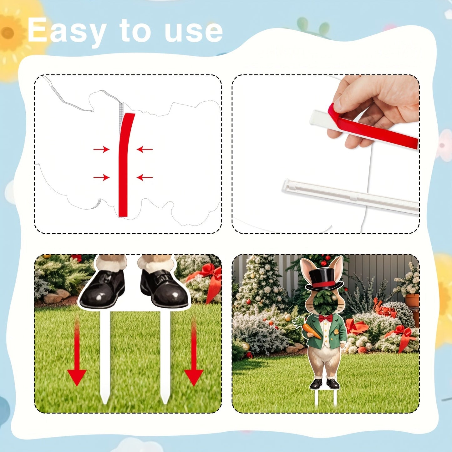 2pcs Large Easter Yard Rabbit Lawn Signs