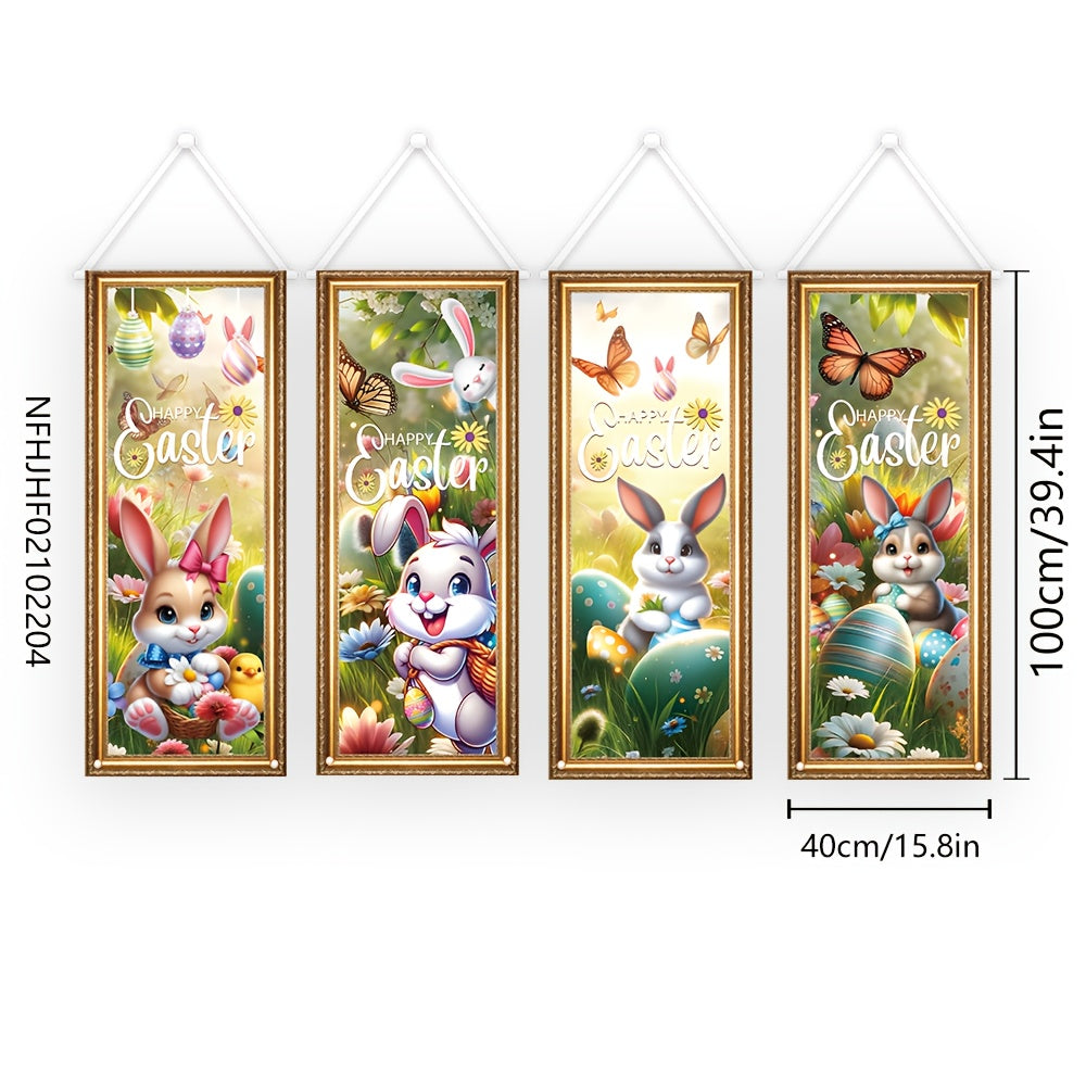 4pcs Easter Decorative Flags Set for Yard and Porch