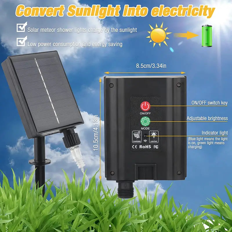 Starry Shower: Solar LED Christmas Meteor Lights