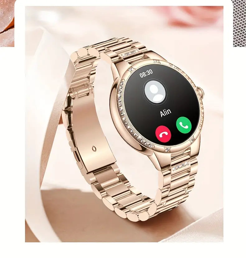 Golden Wireless Call Smart Watch for Women - Multi-Sports Modes & Voice Assistant