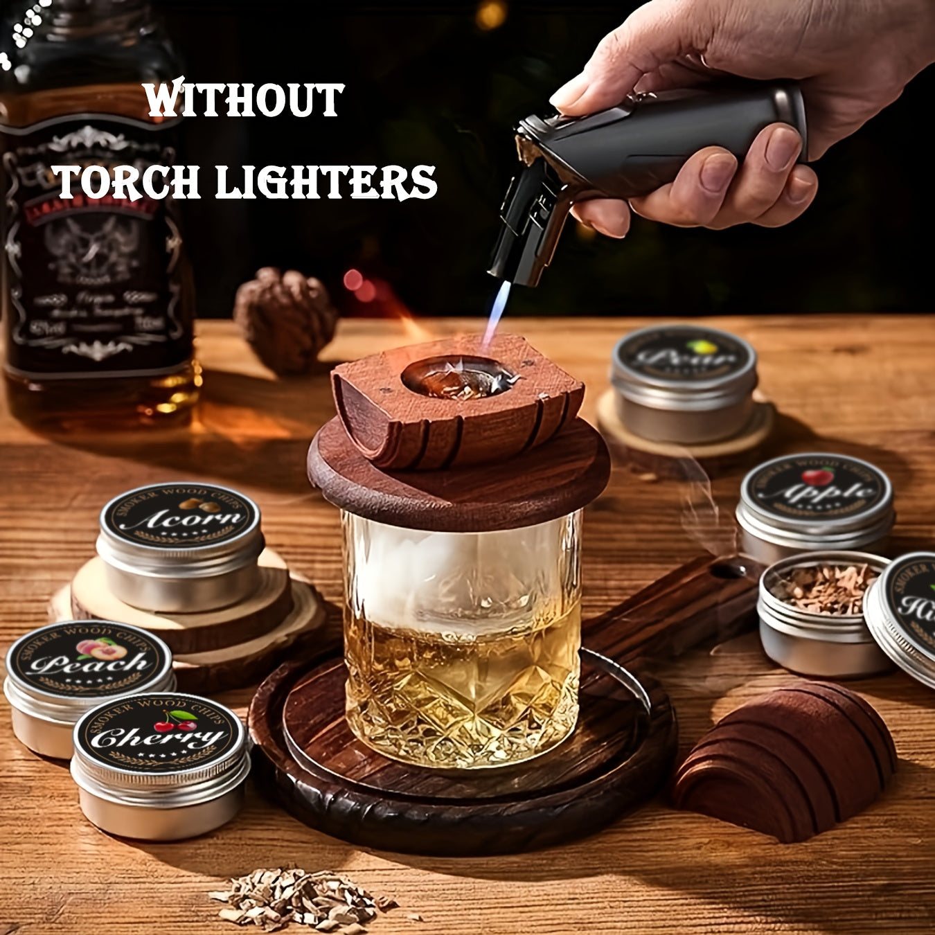 Whiskey Smoker Kit with 6 Wood Flavors & Accessories