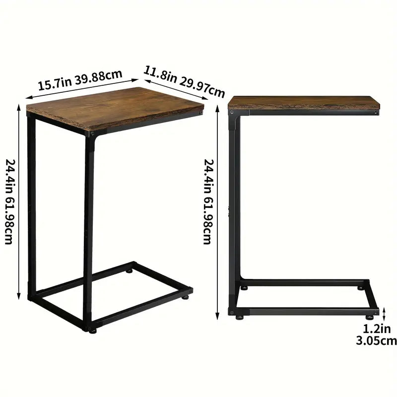 Contemporary C-Shaped Side Table in Rural Brown - Versatile and Stylish