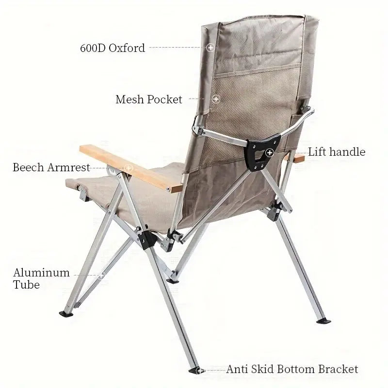Foldable Outdoor Chair - Khaki, Four Adjustable Positions