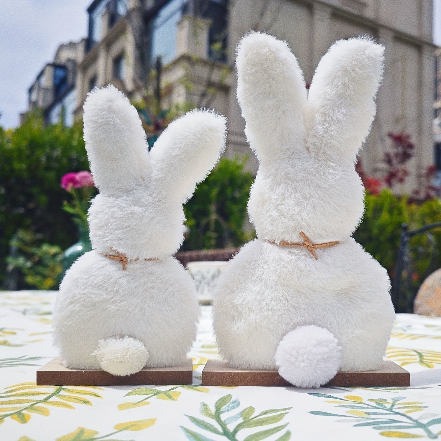 2pcs Fluffy Bunny Easter Decoration Set