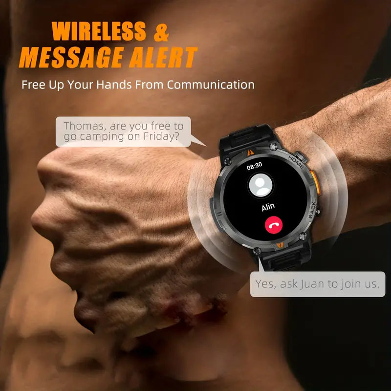 Smart Watch with Flashlight:Wireless Activity Tracker - Black/Orange