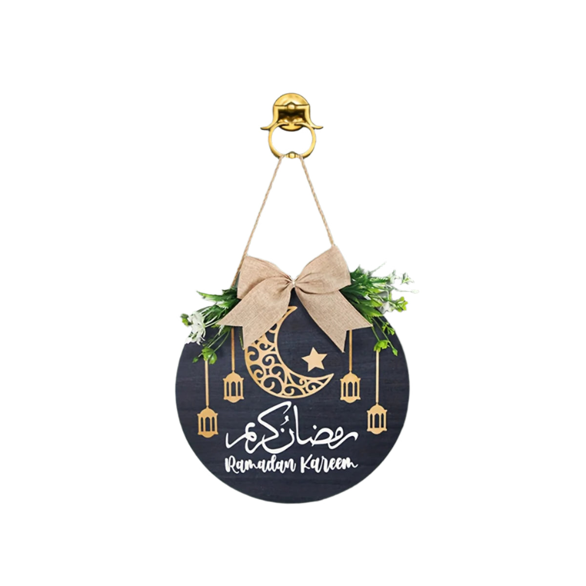 Ramadan Birch Wood Door Hanger Moon Castle Design